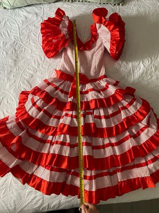 Traje Flamenca Niña Rojo y Blanco