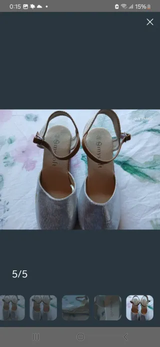 Zapatillas cuña plateadas talla 40
