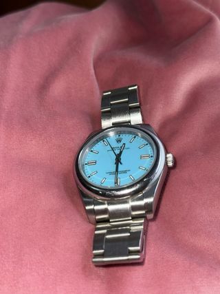 Reloj Rolex Oyster Perpetual Azul tiffany 18 k 750