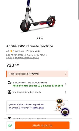 Patinete Eléctrico Aprilia eSRZ