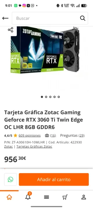 GEFORCE RTX 3060 Ti Twin Edge OC LHR 8GB GDDR6