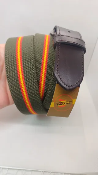 Cinturón Piel y Tejido Elástico Ajustable