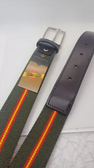 Cinturón Piel y Tejido Elástico Ajustable