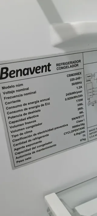 Nevera Combi BENAVENT Acero Inoxidable NO FROST