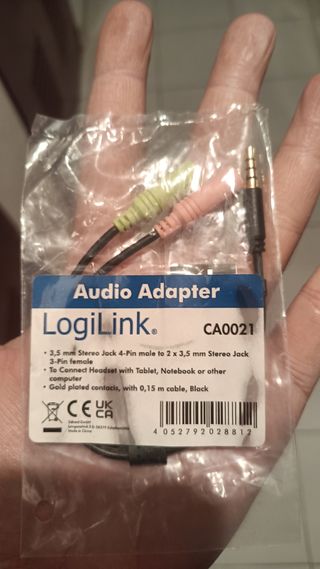 Adattatore Audio Jack 3.5mm AiSens Nero 20cm