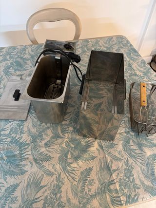 Freidora industrial casera acero inoxidable.