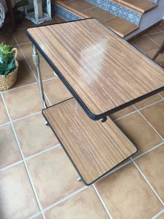 Mesa auxiliar vintage madera y metal