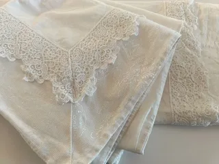 Coppia federe vintage cotone bianco e pizzo