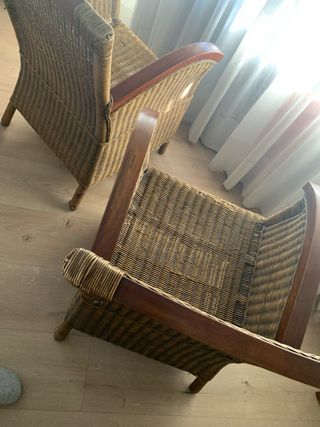 Butaca mimbre y madera