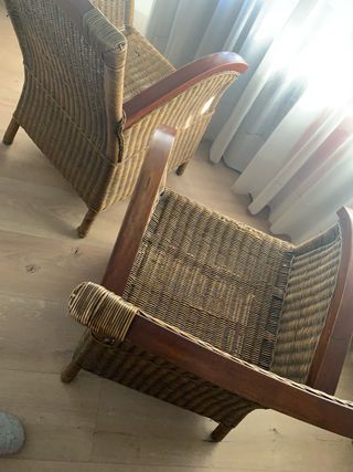 Butaca mimbre y madera