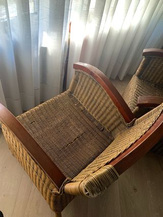 Butaca mimbre y madera