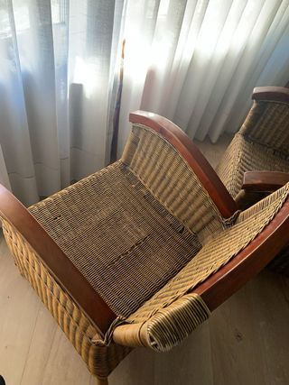 Butaca mimbre y madera