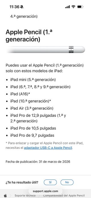 Apple Pencil 1a generación