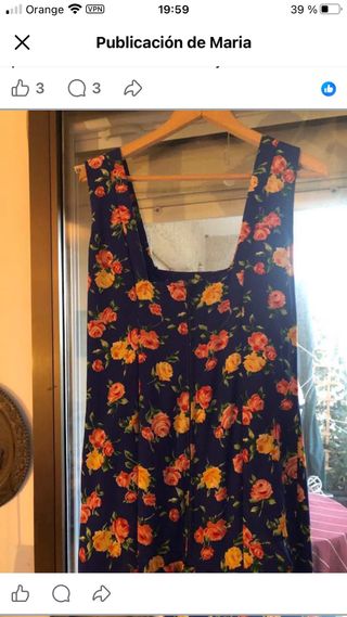 Traje Flamenca Flores Azul Talla M/ 40