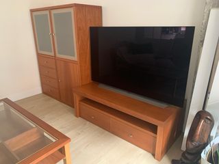 Mesa centro madera y cristal salón