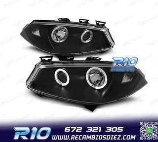 FAROS PARA RENAULT MEGANE 02-05 OJOS ANGEL FONDO NEGRO