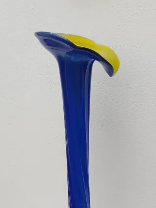Vaso Murano vintage blu e giallo