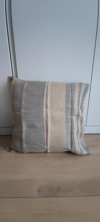 Pack 2 Fundas Cojín Lino 45x45 Beige/Azul NUEVAS