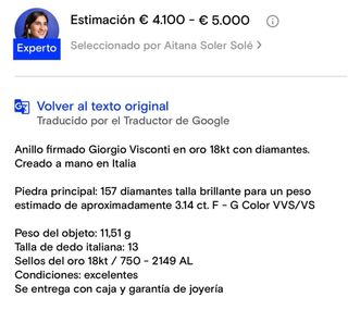 Anillo de diamantes oro blanco