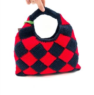 Borsa Marni a scacchi rossa e blu
