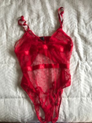 Body Lencero Rojo Encaje Talla M