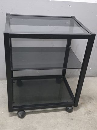 Carrito auxiliar cristal y metal con ruedas