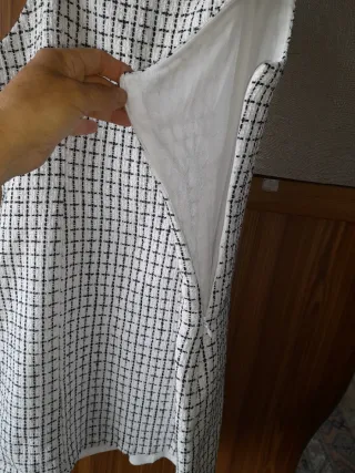 Vestido blanco y azul con peluche