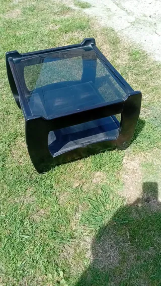 Mesa auxiliar vintage cristal y madera
