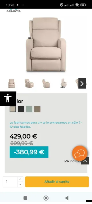 Silla reclinable color beige