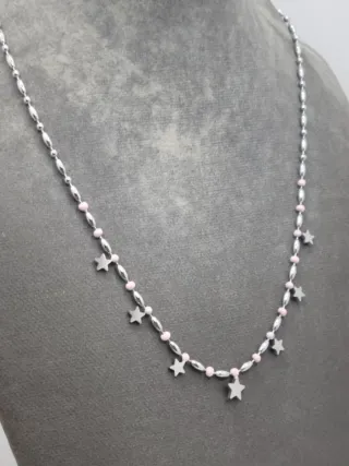 Gargantilla acero quirúrgico estrellas y perlas