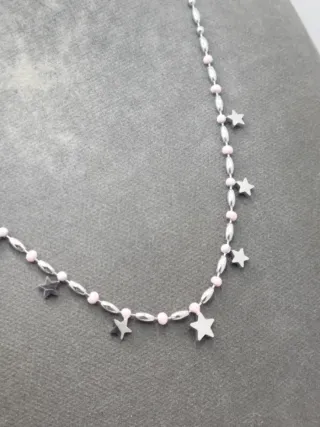 Gargantilla acero quirúrgico estrellas y perlas