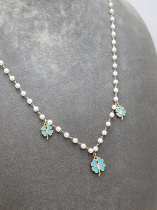 Gargantilla Acero Quirúrgico Chapado Oro Tréboles