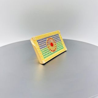 SELLO BANDERA GITANA CON CIRCONITAS. Oro 18k.