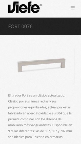 2 Tiradores Viefe 20 cm Acero Inoxidable