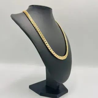 CADENA CUBANA, Hueca cierre de circonita. Oro18k.