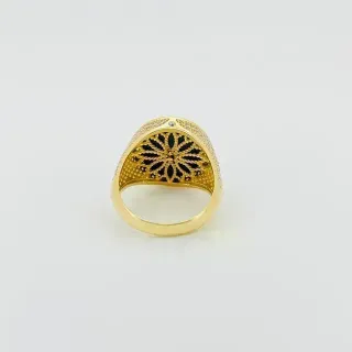 SELLO REDONDO CORONA ONIX CIRCON. Hueco. Oro 18k.