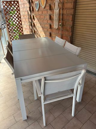 Tavolo da giardino allungabile con 6 sedie in allu