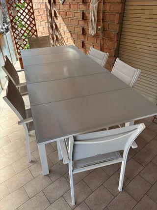 Tavolo da giardino allungabile con 6 sedie in allu