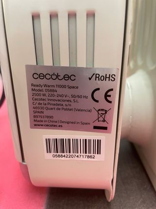 Cecotec Radiador Eléctrico Aceite Blanco