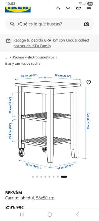 Carrito Auxiliar Madera Ikea
