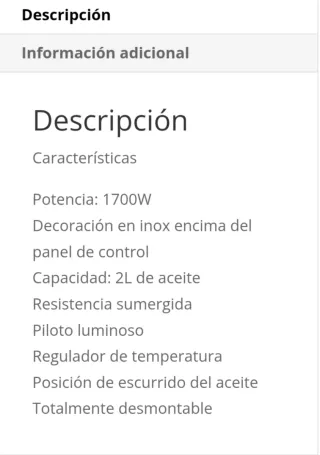 Freidora Taurus 2L