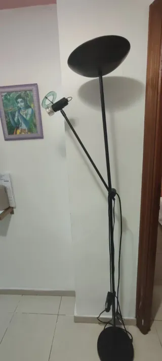 Lámpara de pie doble metal y cristal