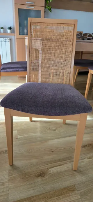 Pack 6 Sillas Comedor Madera Ratán