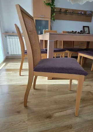 Pack 6 Sillas Comedor Madera Ratán
