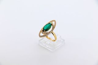 LANZADERA CIRCONITAS PIEDRA VERDE. Oro 18k. Peso: