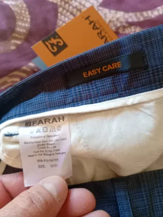 FARAH, Pantaloni classici, W32 L31, Slim Fit, Blue