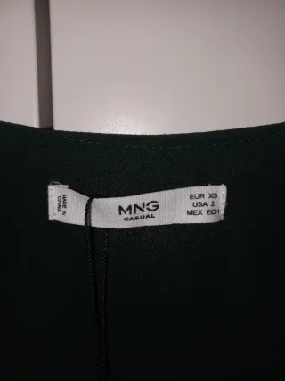 Vestido Mango Audrey Verde Botella Talla XS