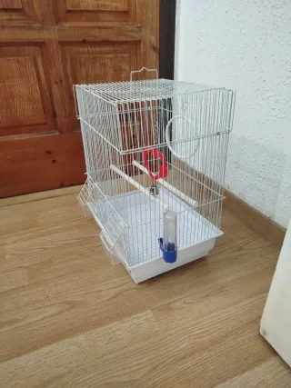 Jaula para pájaros blanca y transparente