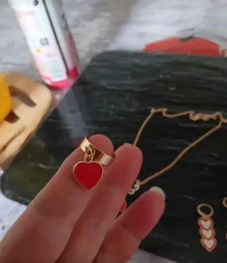 Set gioielli donna cuori rossi oro