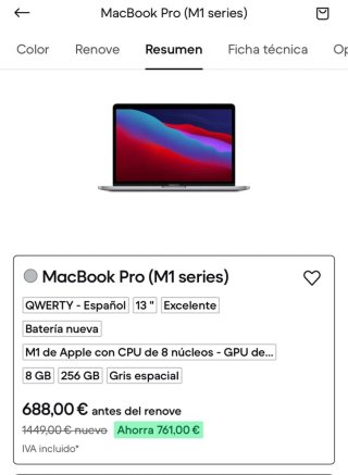 Apple MacBook Pro 13 M1 batería 100%